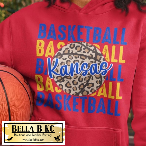 Kansas KU Basketball Repeat Leopard Ball Tee or Sweatshirt
