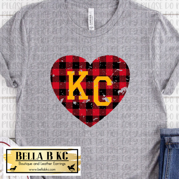 Plaid KC Heart Tee or Sweatshirt