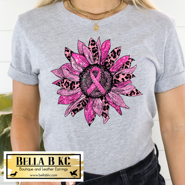Breast Cancer - Leopard Sunflower Tee or Sweatshirt