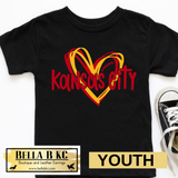 YOUTH Kansas City Football KC Heart with Laces Tee or Sweatshirt