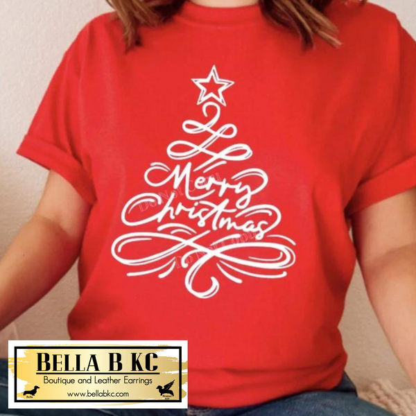 Christmas - Scribble Merry Christmas Tree Tee or Sweatshirt