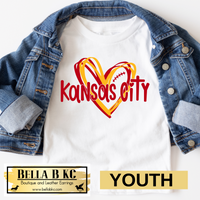 YOUTH Kansas City Football KC Heart with Laces Tee or Sweatshirt