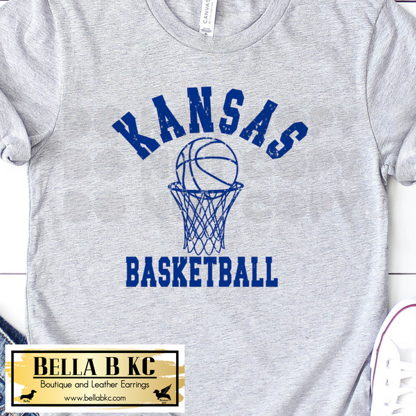 Kansas KU Basketball Blue Print Tee or Sweatshirt