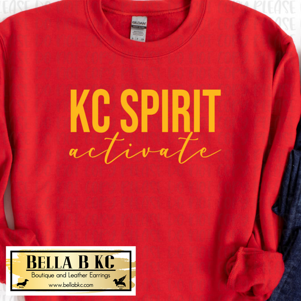 KC Spirit Activate on Red Tee or Sweatshirt
