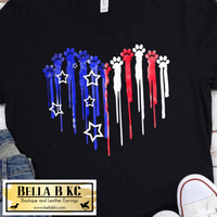 Patriotic - Red White Blue Paw Prints Tee