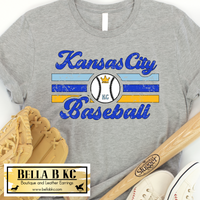 KC Baseball Kansas City Striped Distressed Tee or Sweatshirt