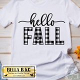 Fall - Hello Fall Plaid on Tshirt or Sweatshirt