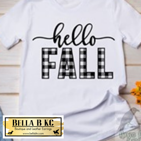 Fall - Hello Fall Plaid on Tshirt or Sweatshirt