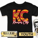 YOUTH Kansas City Football KC Red & Yellow Leopard *BBKC Exclusive* Tee or Sweatshirt