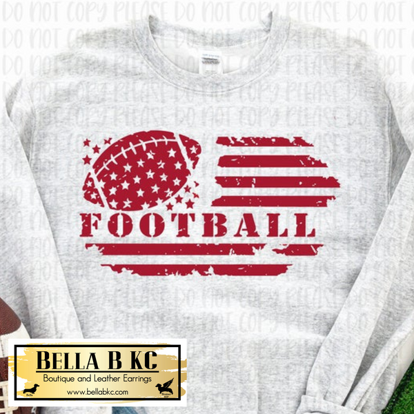 Football - Grunge Flag Red Print Tee or Sweatshirt