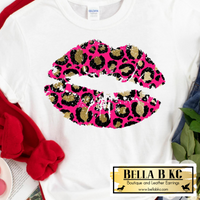 Valentine's Day Leopard Gold and Pink Lips Tee