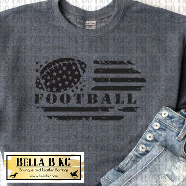 Football - Grunge Flag Black Print Tee or Sweatshirt