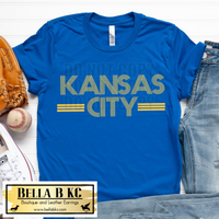 KC Baseball Kansas City Yellow Deco Lines Tee or Sweatshirt on Blue