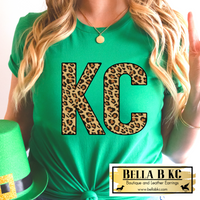 St. Patrick's Day Leopard KC on Green Tee or Sweatshirt