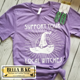 Halloween - Support Your Local Witches on Purple Tee