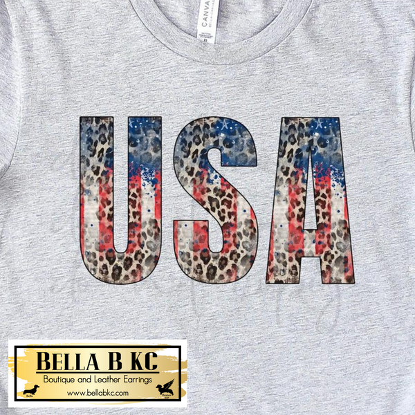 Patriotic - USA Leopard and Flag Tee
