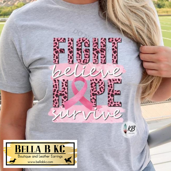 Breast Cancer Fight Believe Hope Survive Leopard Tee