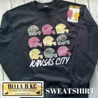 Grunge Kansas City Football Helmets Leopard on Tshirt or Sweatshirt