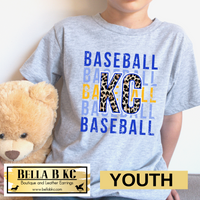YOUTH KC Baseball Kansas City Leopard KC Repeat Tee or Sweatshirt