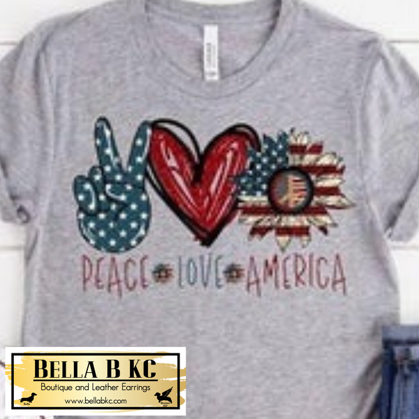 Patriotic - Peace Love America Tee