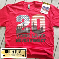 9/11 20 Years Later Never Forget Tee on Red