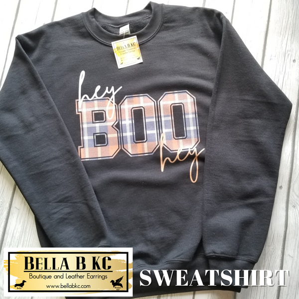 Halloween - Hey BOO Hey on Black Sweatshirt