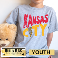 YOUTH Kansas City Football Bolt Leopard Tee or Sweatshirt