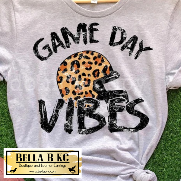 Football - Game Day Vibes Leopard Helmet Tee or Sweatshirt