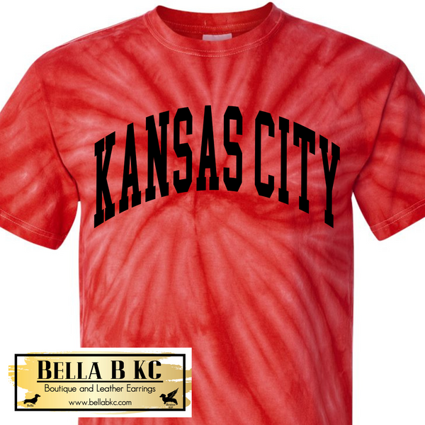 Kansas City Football Athletic Arched Red Tie Dye Tee