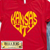 Yellow Groovy Heart Kansas City on Red T-Shirt or Sweatshirt
