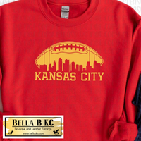 Yellow Kansas City Football Skyline on Red T-Shirt or Sweatshirt