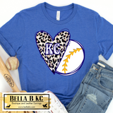 KC Baseball Kansas City Doodle Leopard Heart Tee or Sweatshirt