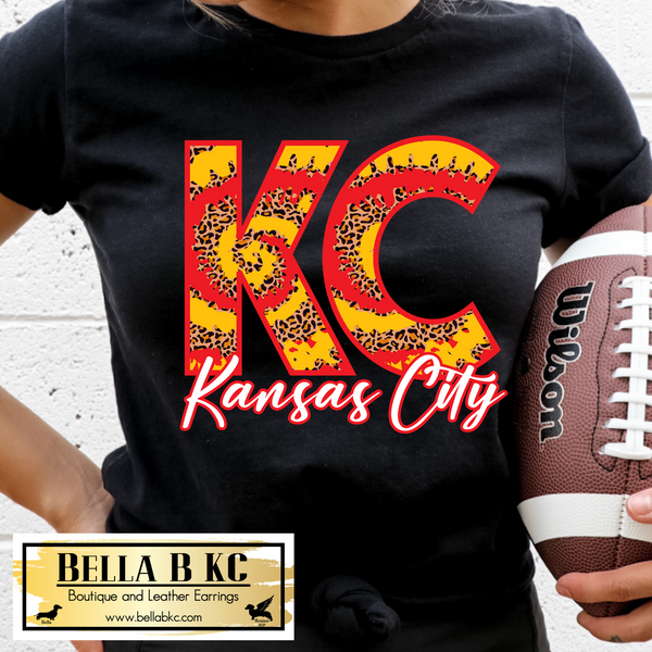 Kansas City Football KC Red & Yellow Leopard *BBKC Exclusive* Tee or Sweatshirt