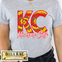 Kansas City Football KC Red & Yellow Leopard *BBKC Exclusive* Tee or Sweatshirt