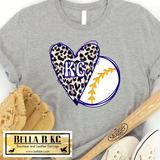 KC Baseball Kansas City Doodle Leopard Heart Tee or Sweatshirt