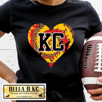 Kansas City Football KC Red & Yellow Leopard Heart *BBKC Exclusive* Tee or Sweatshirt