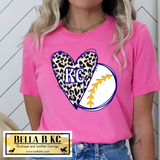 KC Baseball Kansas City Doodle Leopard Heart Tee or Sweatshirt