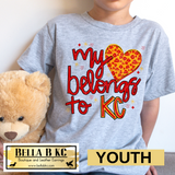 YOUTH Kansas City My Heart Belongs to KC Tee or Sweatshirt