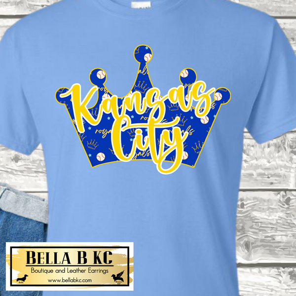 KC Baseball Kansas City Doodle Dark Blue Crown Tee or Sweatshirt