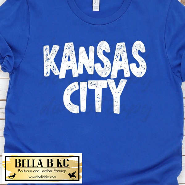 KC Baseball White Grunge Kansas City Block Tee or Sweatshirt