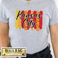 Kansas City Football KC Script Red & Yellow Brushstrokes *BBKC Exclusive* Tee or Sweatshirt