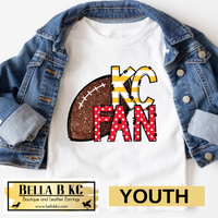 YOUTH Kansas City KC Fan Football Tee or Sweatshirt