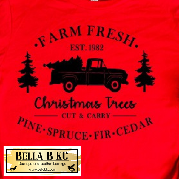 Christmas - Farm Fresh Christmas Trees Black Print Tee or Sweatshirt