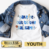 YOUTH KC Baseball Kansas City Doodle Take Me Out To the Ball Game Tee or Sweatshirt