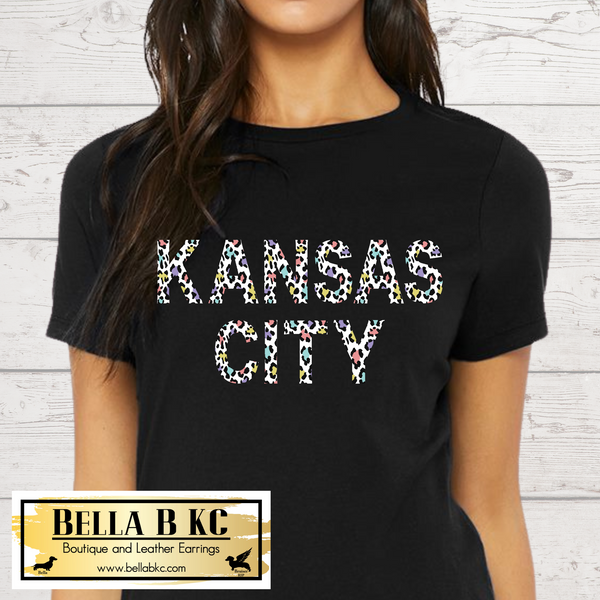 Kansas City Leopard Rainbow Colors Tee or Sweatshirt