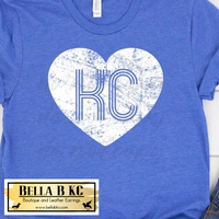 KC Baseball White Grunge Lines KC Heart Tee or Sweatshirt
