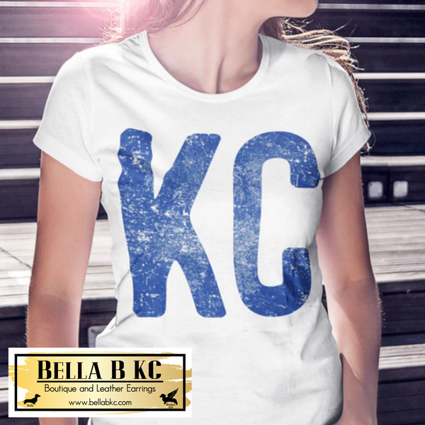 KC Baseball Blue Grunge Simple KC Tee or Sweatshirt