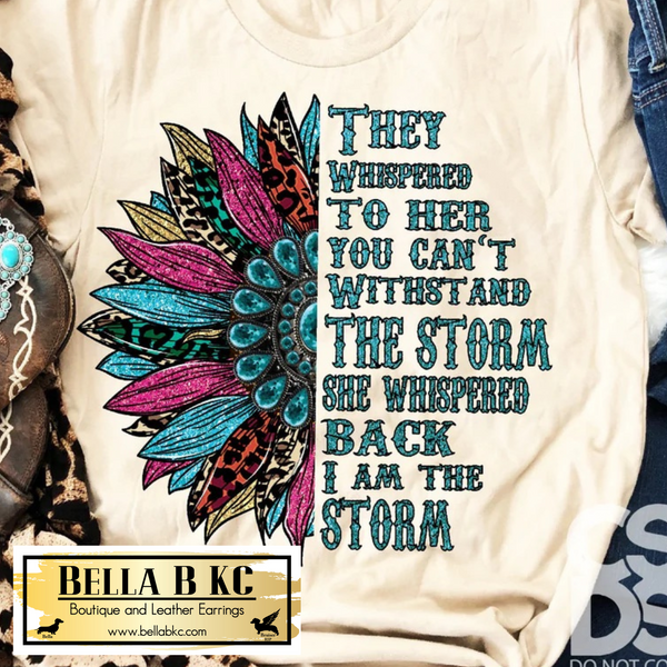 Country - I am the Storm Sunflower Glitter & Turquoise Tee