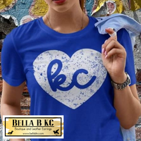 KC Baseball White Grunge Script KC Heart Tee or Sweatshirt