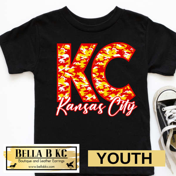 YOUTH Kansas City Football KC Red & Yellow Camo *BBKC Exclusive* Tee or Sweatshirt